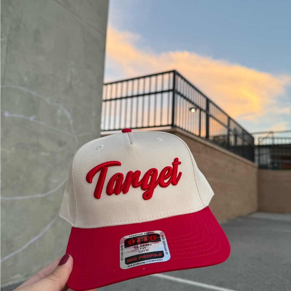 Target 5 Panel Hat - Natural/Red